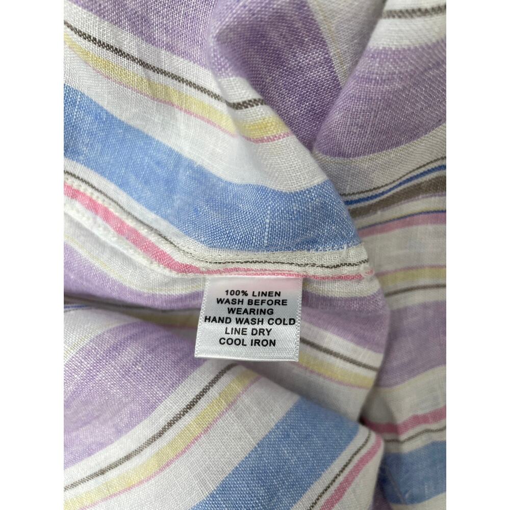 Tommy Bahama 100% Linen Button Up Shirt Men’s M Purple/Blue Candy Stripe Lng Slv - Picture 7 of 10